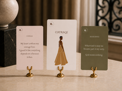 Courage Series affirmation cards showing multiple pillars from the 50-card set